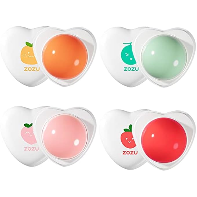 Zozu 4PCS FRUIT LIP BALM SET,MOISTURIZING LIP CARE LIP BALM,LONG LASTING NUTRITIOUS LIP BALM LIPSTICKS MOISTURIZER,NATURAL ORGANIC LIP BALM FRUIT-FLAVORED COLOR,CITRUS,PEACH,STRAWBERRY,CANTALOUPE LIP BALM - Image 1